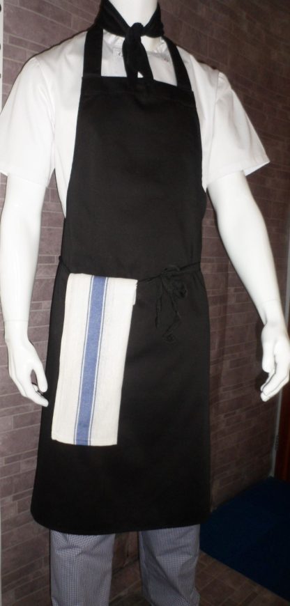 Black Bib Apron - Polycotton With Pocket - 70cm x 76cm