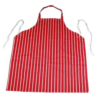 Red & White Butchers Stripe Bib Apron Cotton