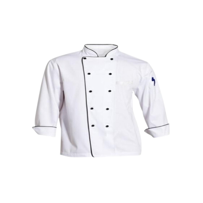 White With Black Piping Executive Jacket - Long Sleeve