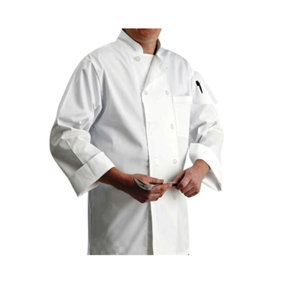 White Long Sleeve Chefs Jacket With Plastic Buttons