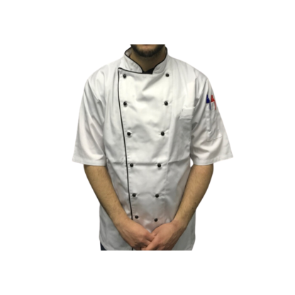 White With Black Piping Executive Jacket - Short Sleeve